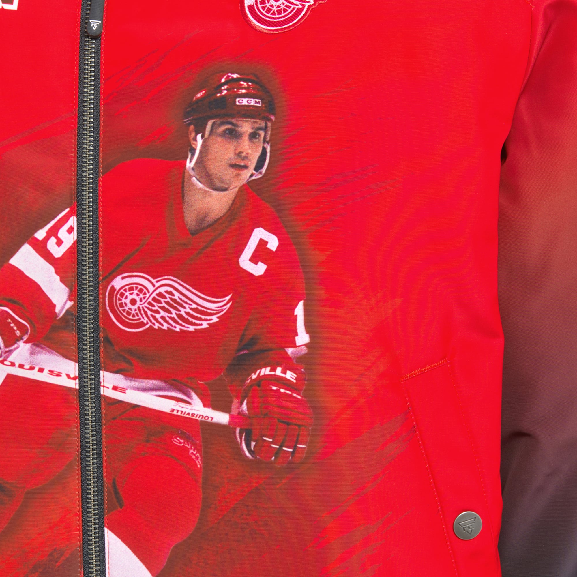 Veste bomber réversible zippée pour homme FE Steve Yzerman rouge/noir des Red Wings de Détroit